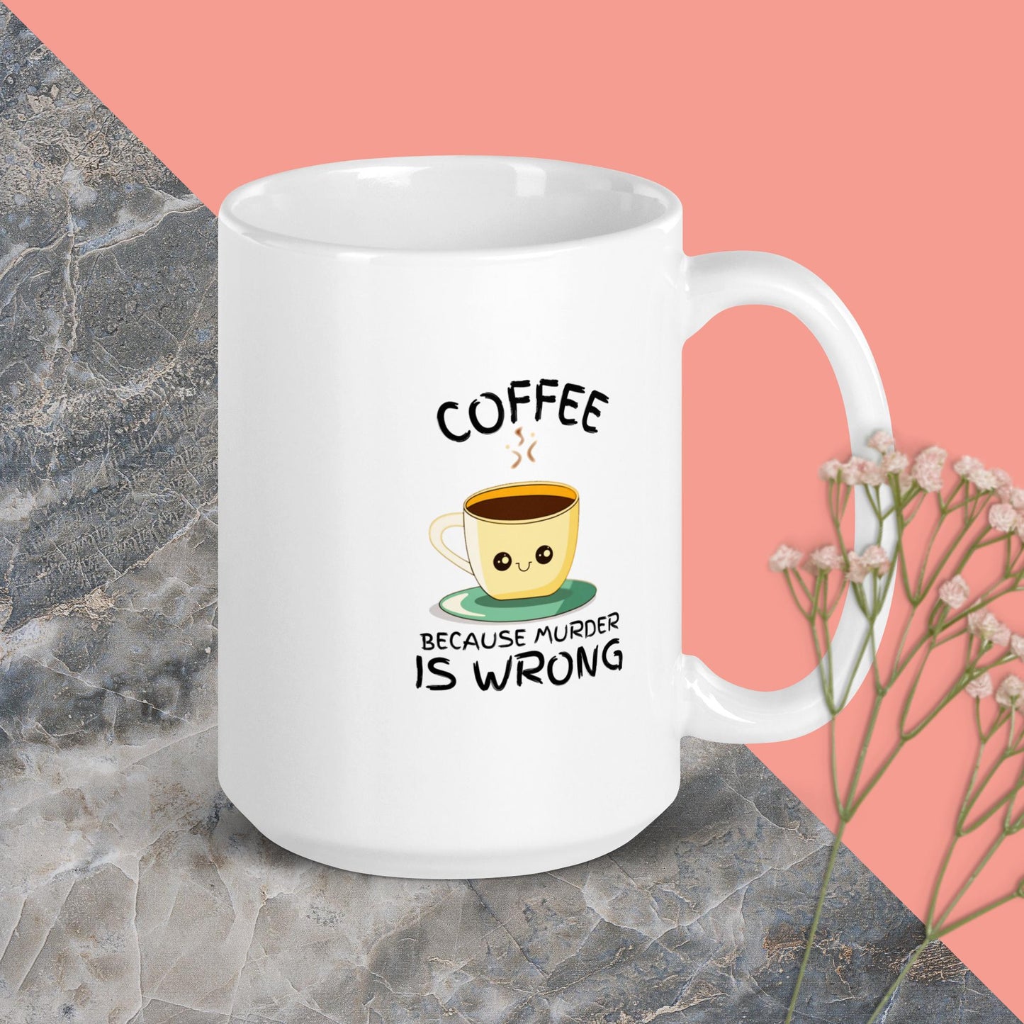 White glossy mug